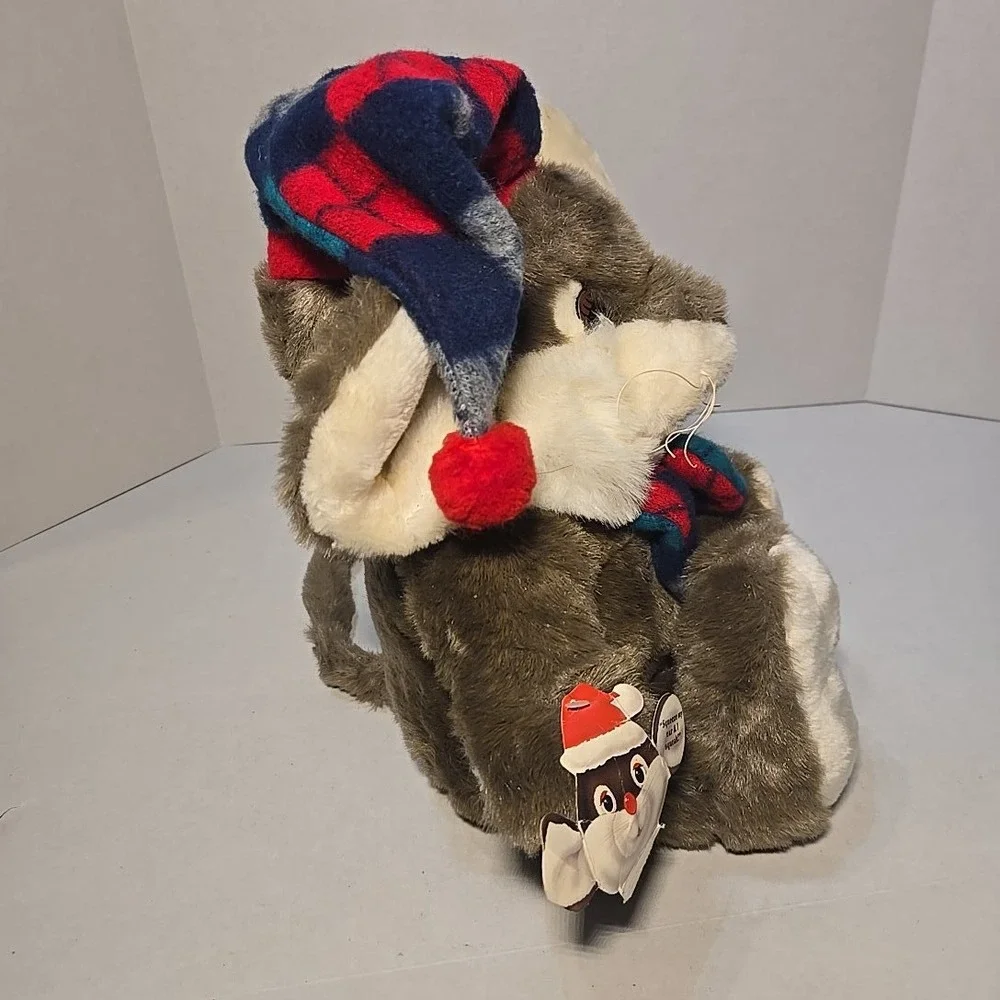 VTG Dayton Hudson Target Christmas Mouse Plush 12x14in Squeak Ear‎ Holiday 1980s